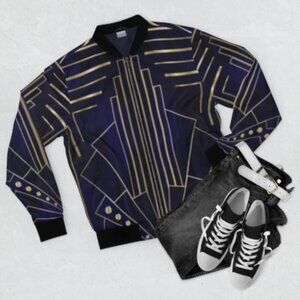 Art Deco Gold-Accent Men's Bomber Jacket